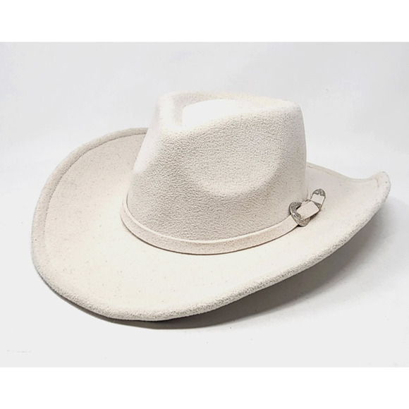 Frye Womens Sz 7 1/2 Cream Wide Brim Hat Adjustable Rim Western Rancher Cowgirl - Picture 2 of 10